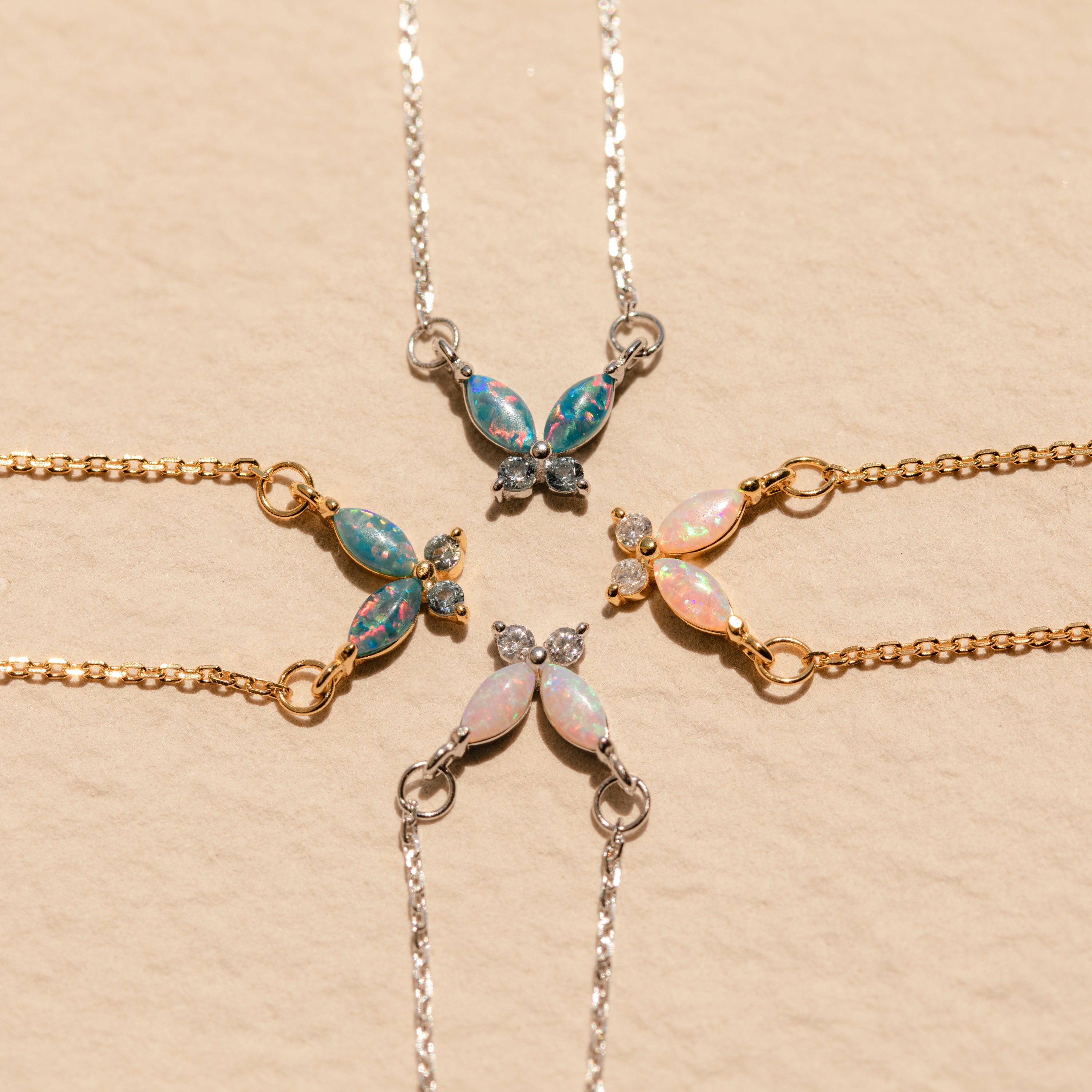 Pink Opal Butterfly Necklace