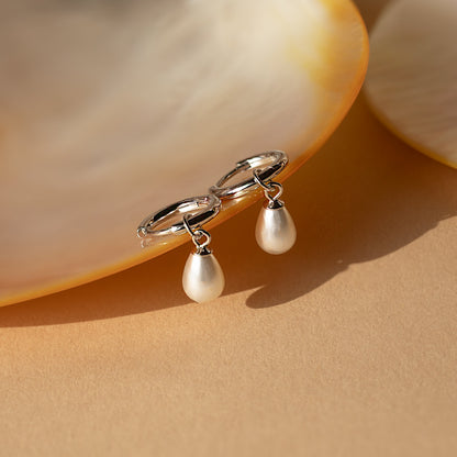 Dainty Pearl Drop Huggies
