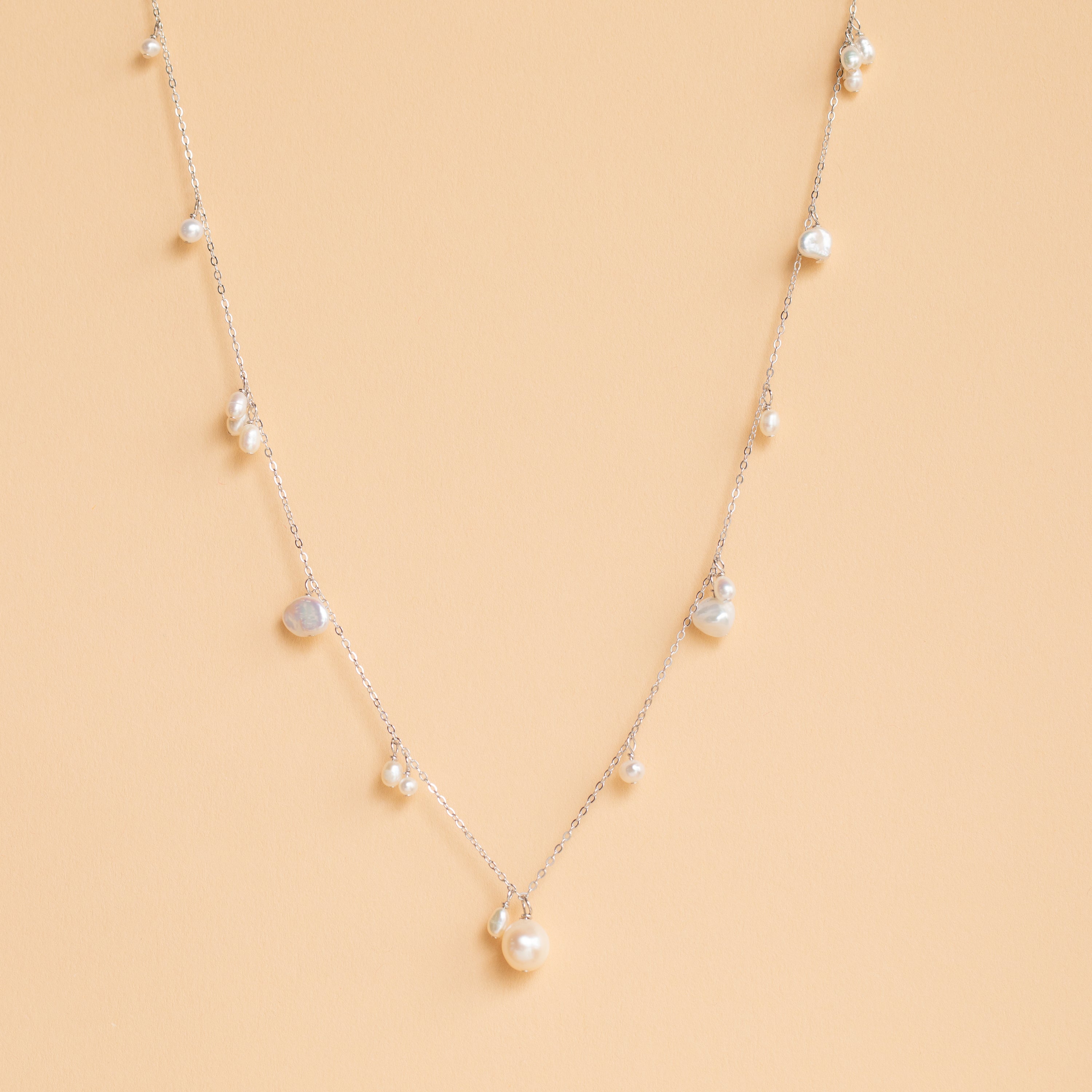 Baroque Pearl Station Necklace