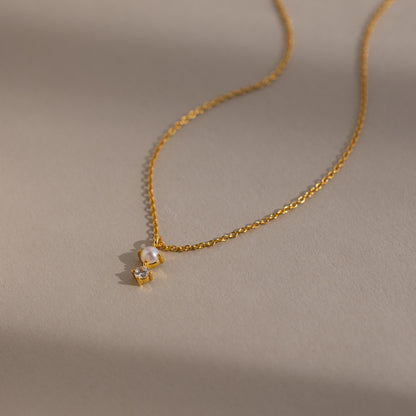 Pearl Diamond Drop Necklace