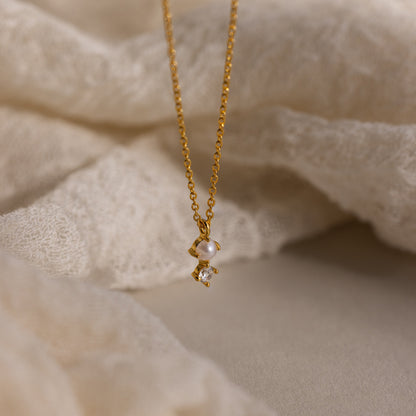 Pearl Diamond Drop Necklace