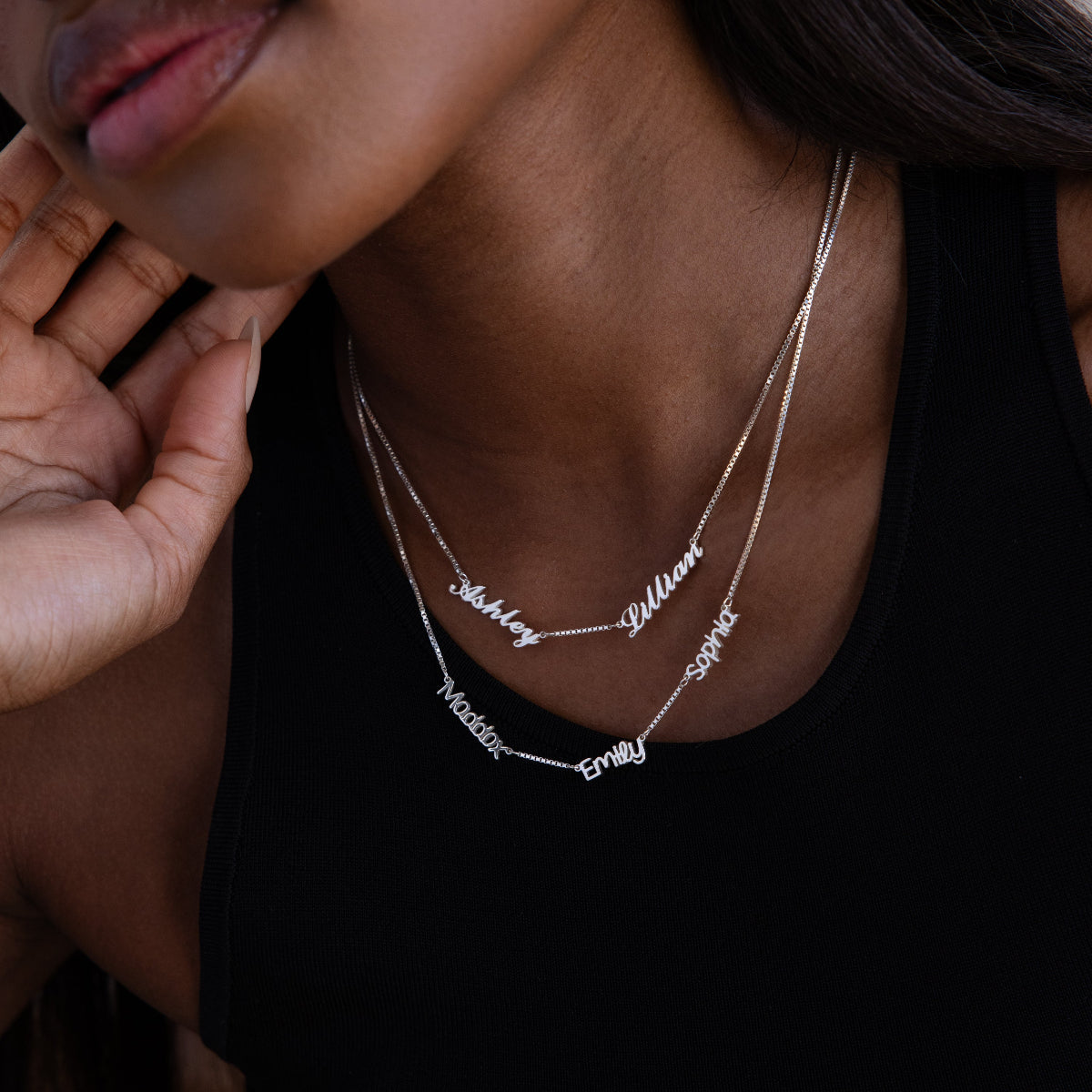 Carrie Box Chain Multiple Name Necklace