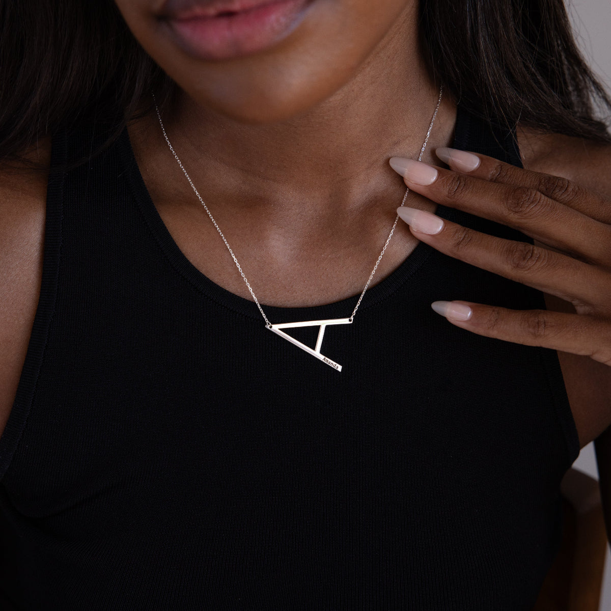 Large Sideways Initial Necklace