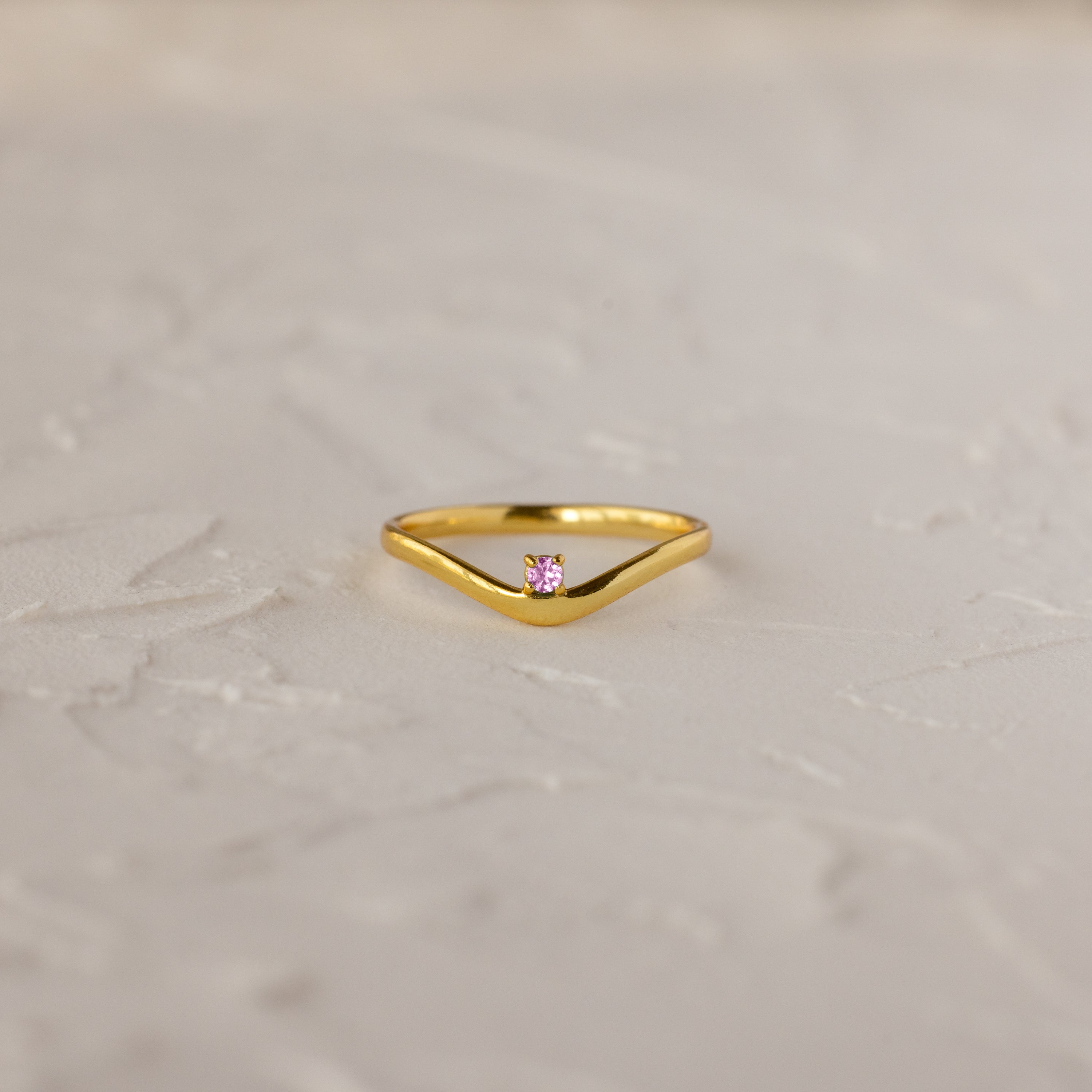 Birthstone Drop Curve Ring