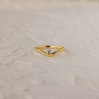Birthstone Drop Curve Ring