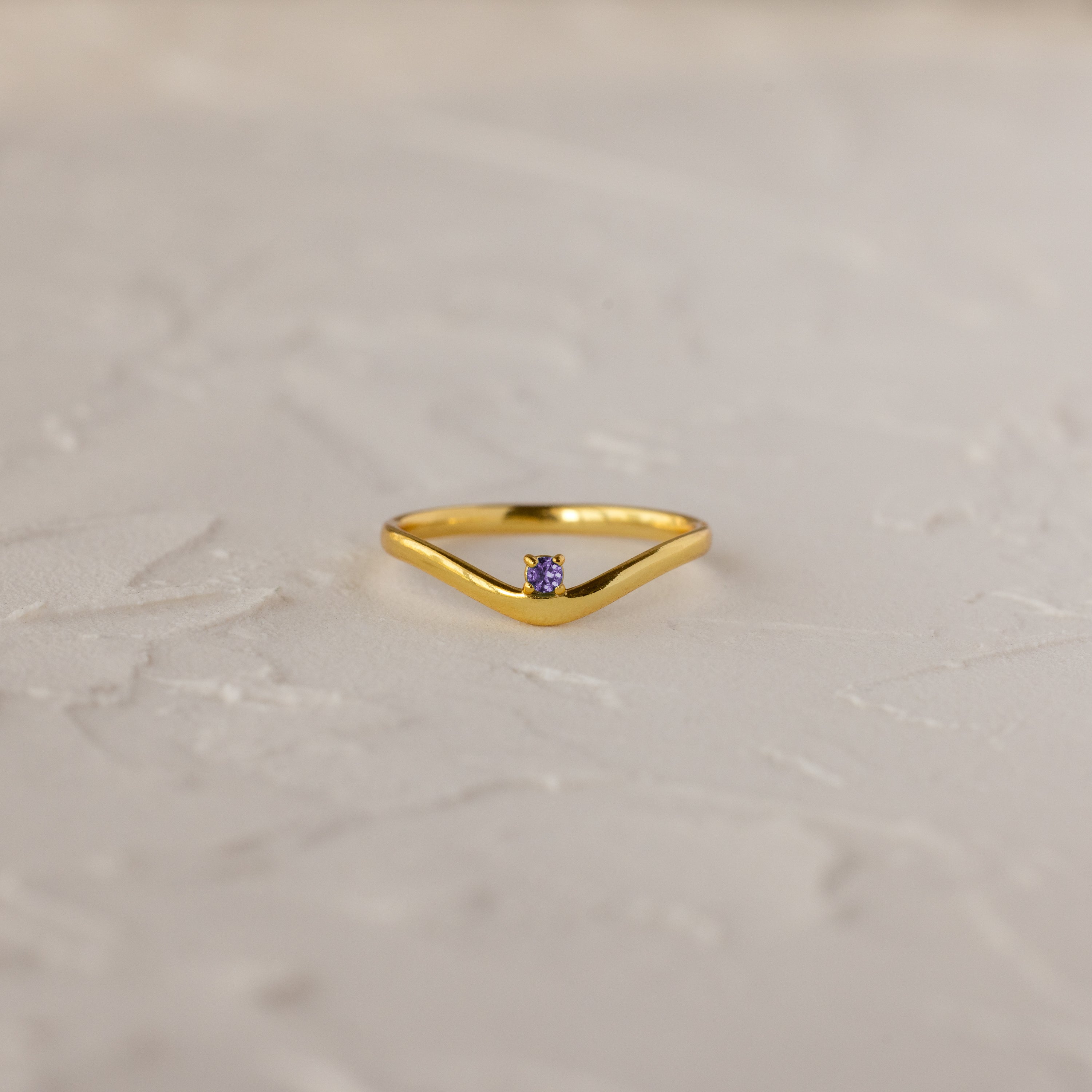 Birthstone Drop Curve Ring