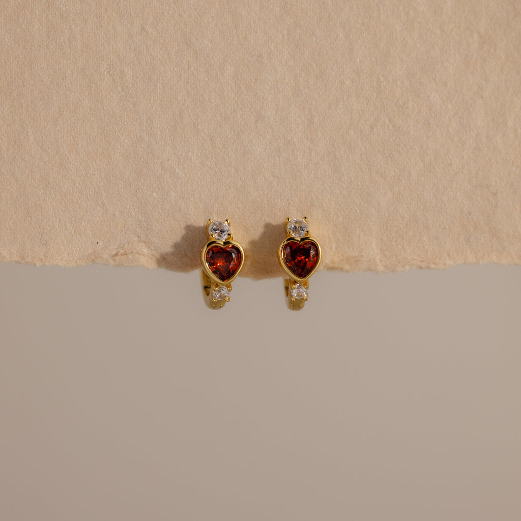 Birthstone Heart Hoops