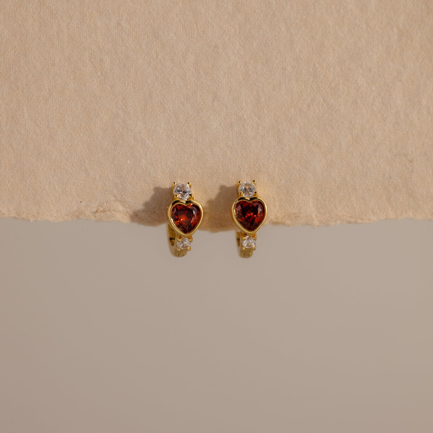 Birthstone Heart Hoops