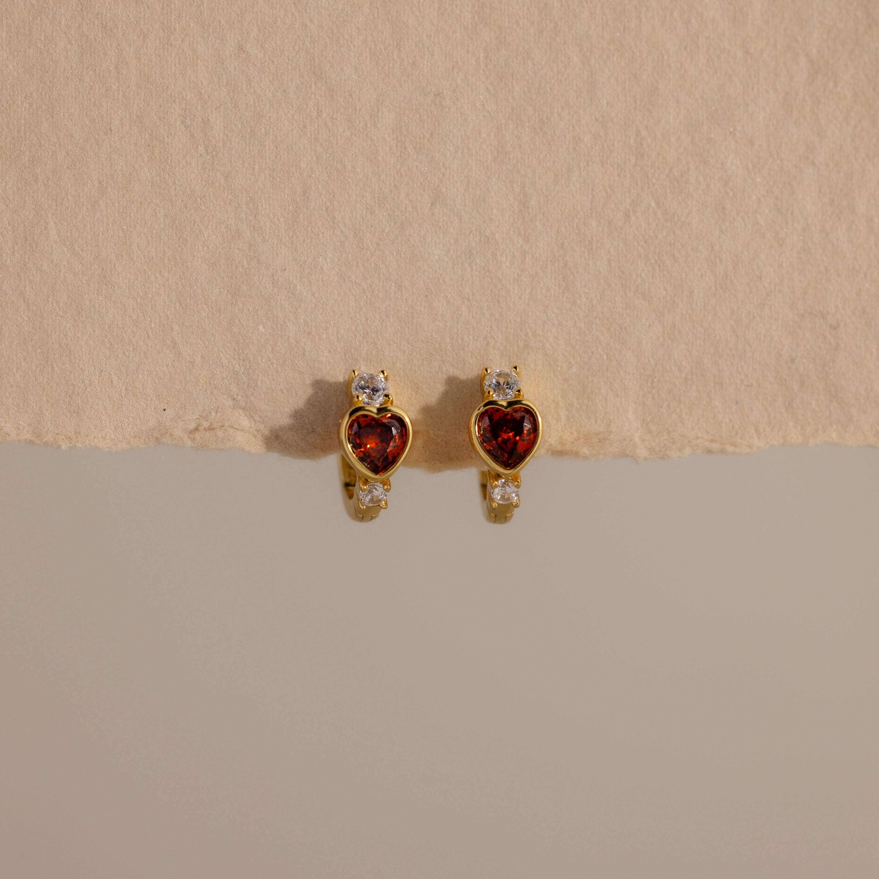 Birthstone Heart Hoops