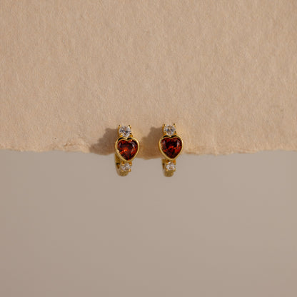 Birthstone Heart Hoops