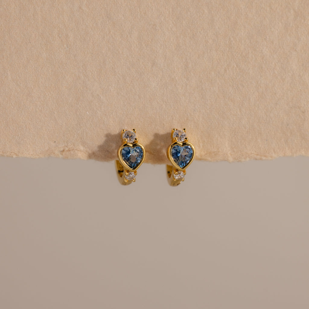 Birthstone Heart Hoops