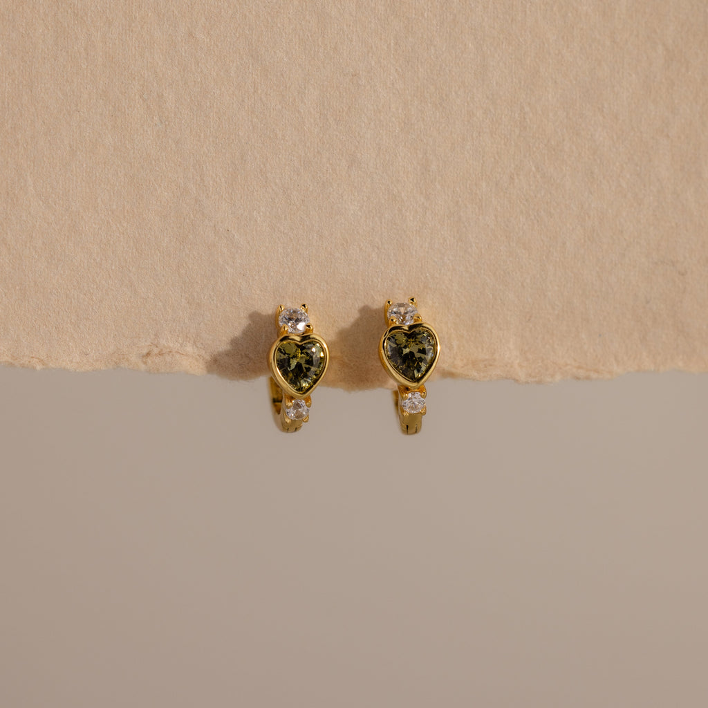 Birthstone Heart Hoops