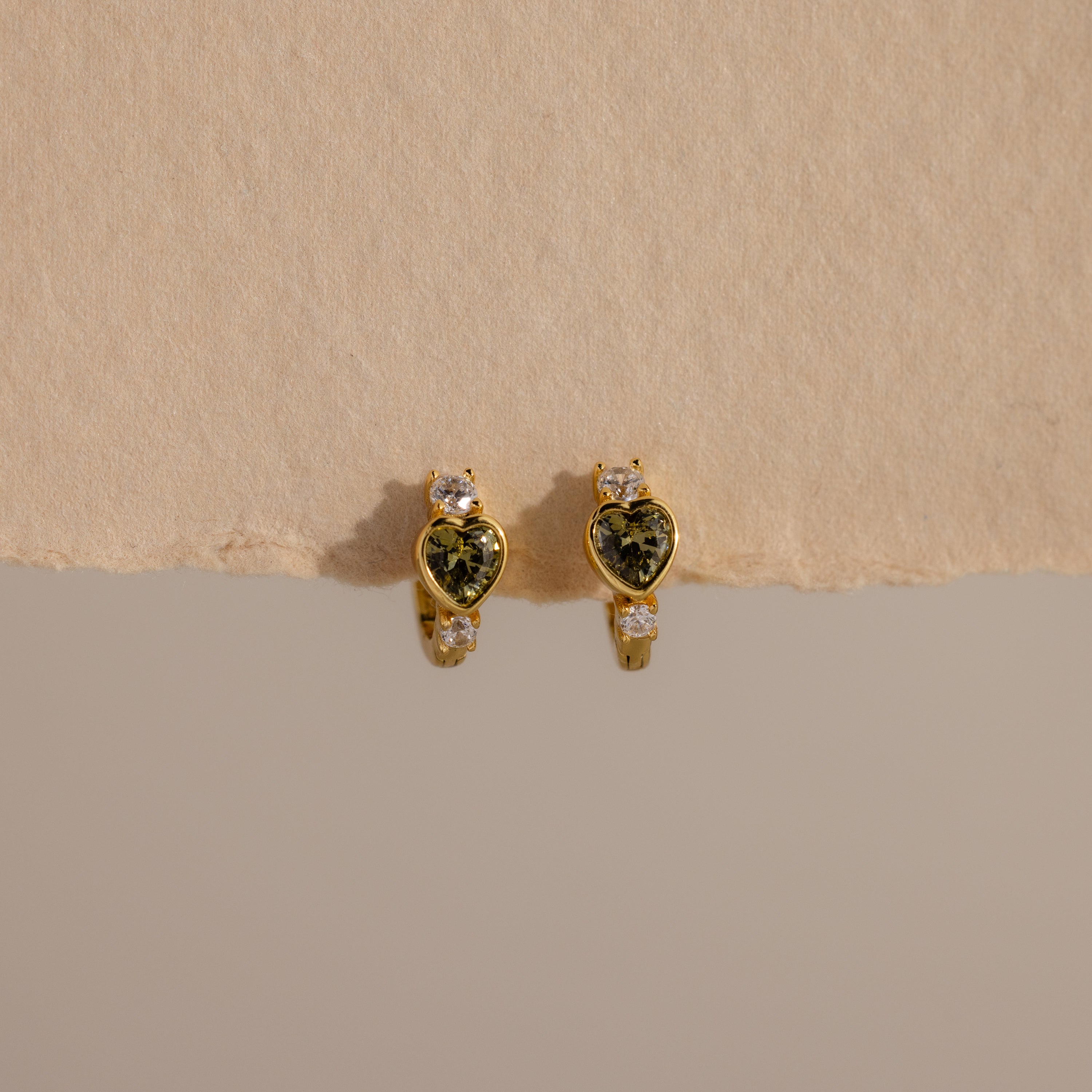 Birthstone Heart Hoops