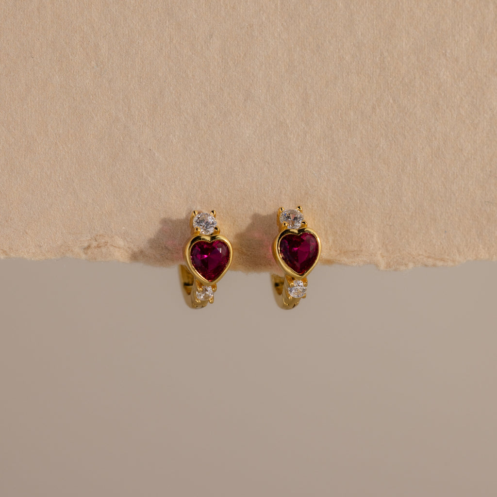 Birthstone Heart Hoops