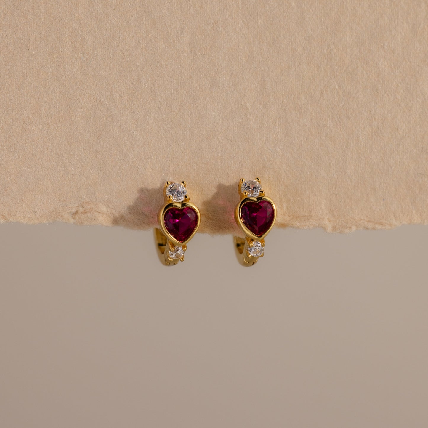 Birthstone Heart Hoops