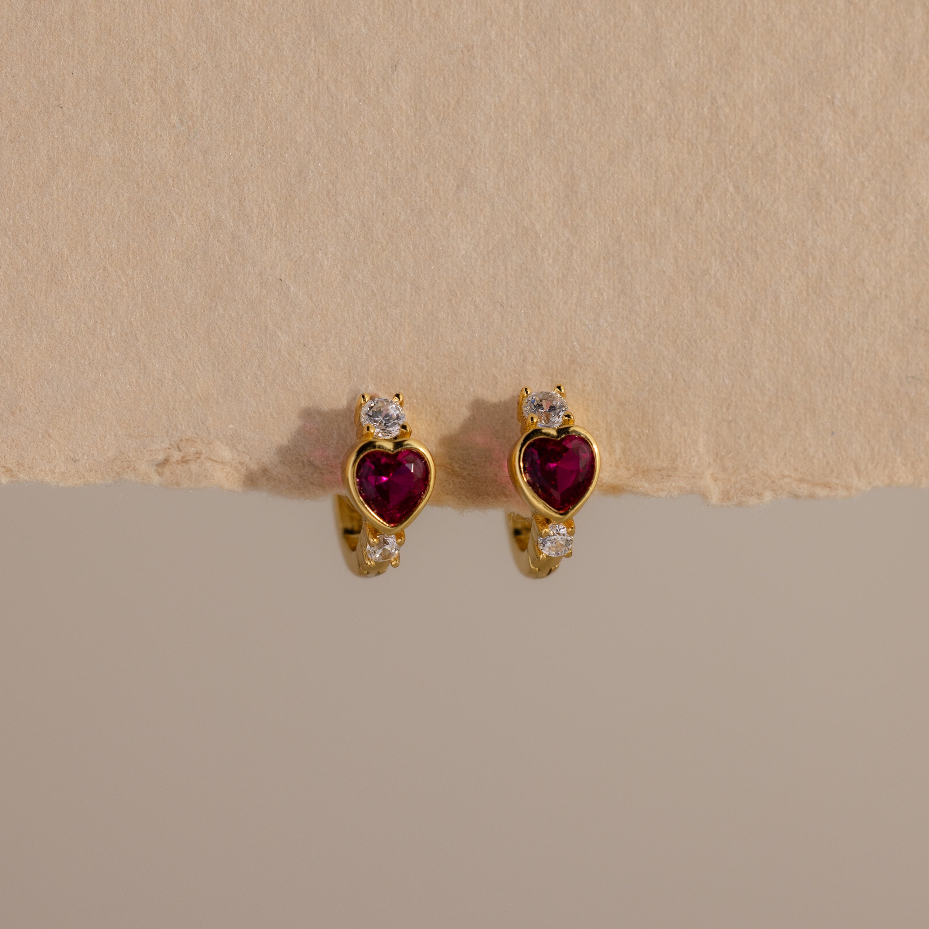 Birthstone Heart Hoops