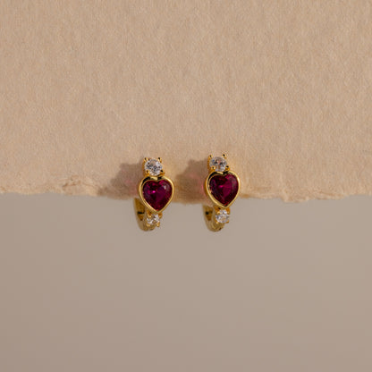 Birthstone Heart Hoops