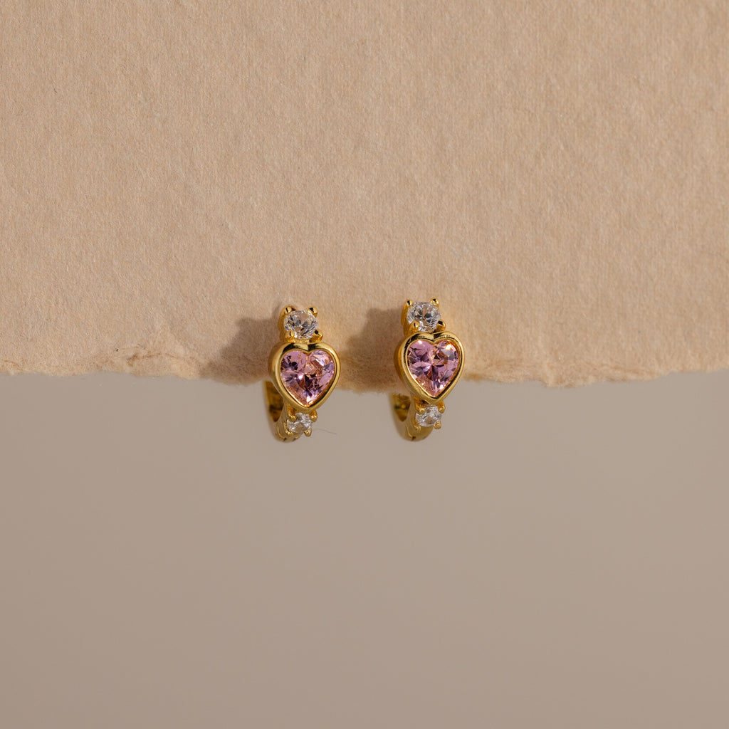 Birthstone Heart Hoops