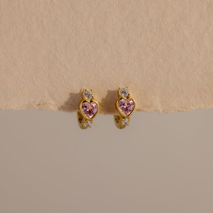 Birthstone Heart Hoops