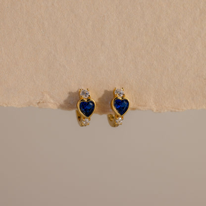 Birthstone Heart Hoops