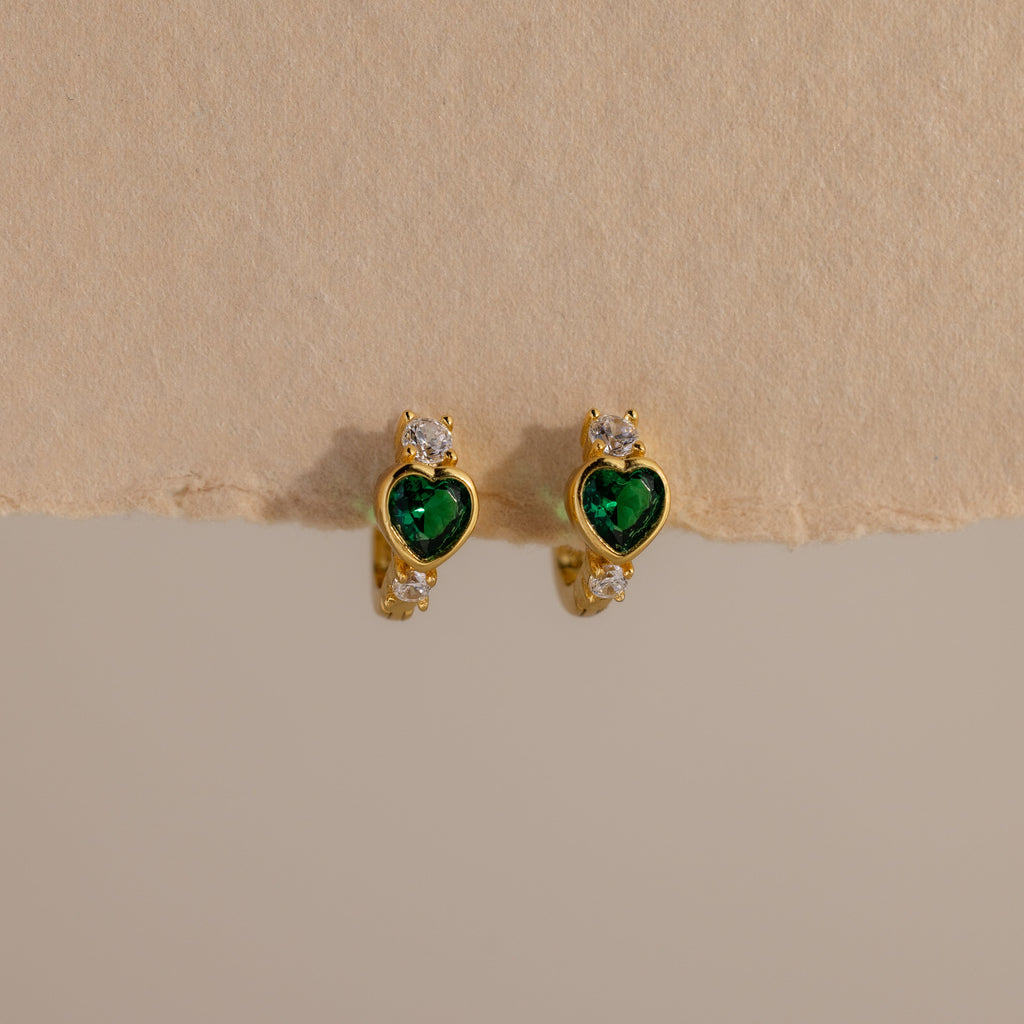 Birthstone Heart Hoops