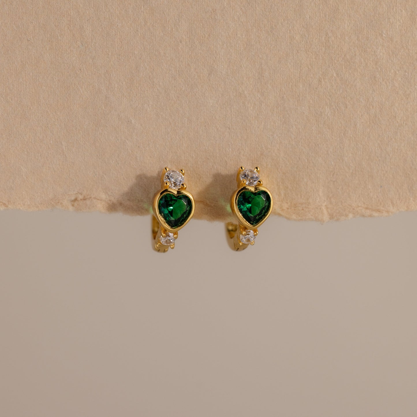 Birthstone Heart Hoops