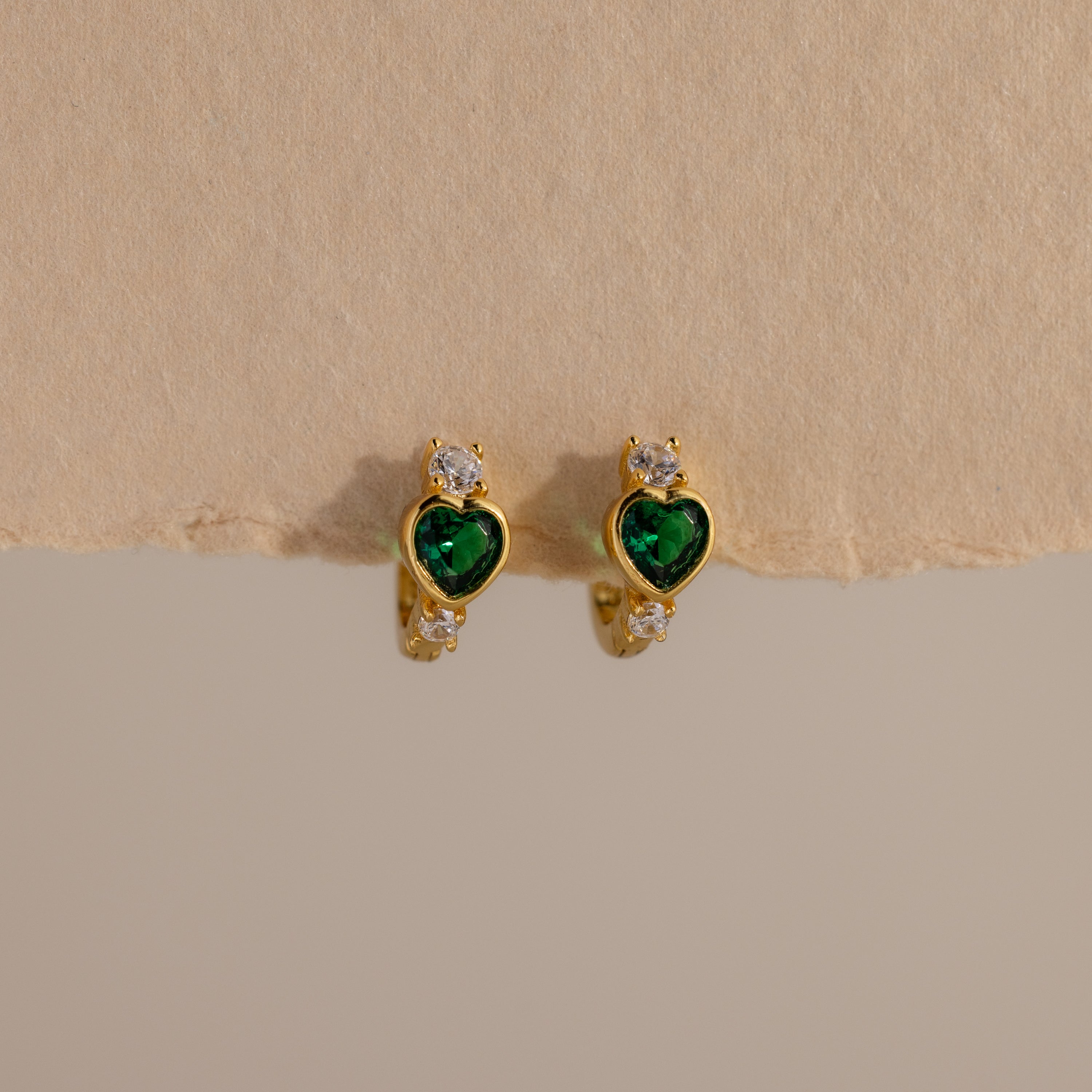 Birthstone Heart Hoops