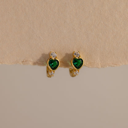 Birthstone Heart Hoops
