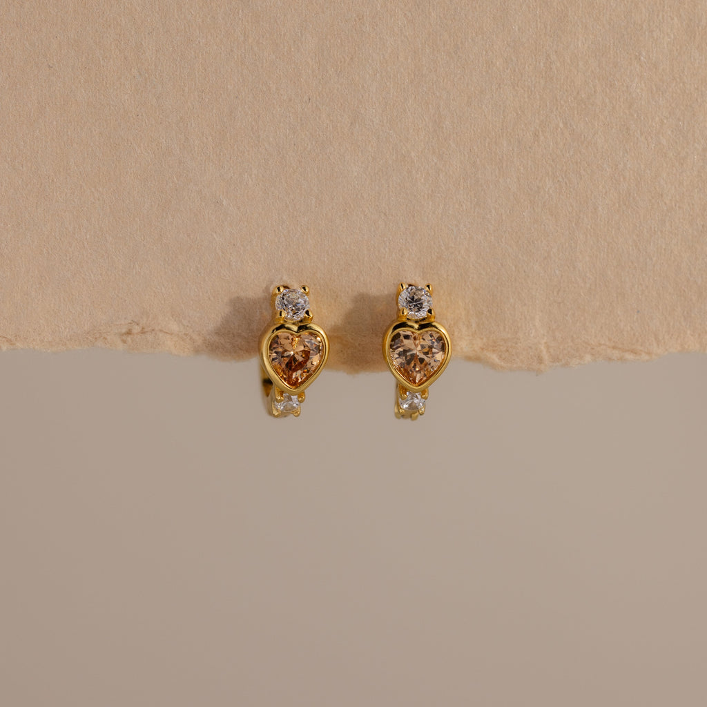 Birthstone Heart Hoops