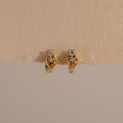 Birthstone Heart Hoops