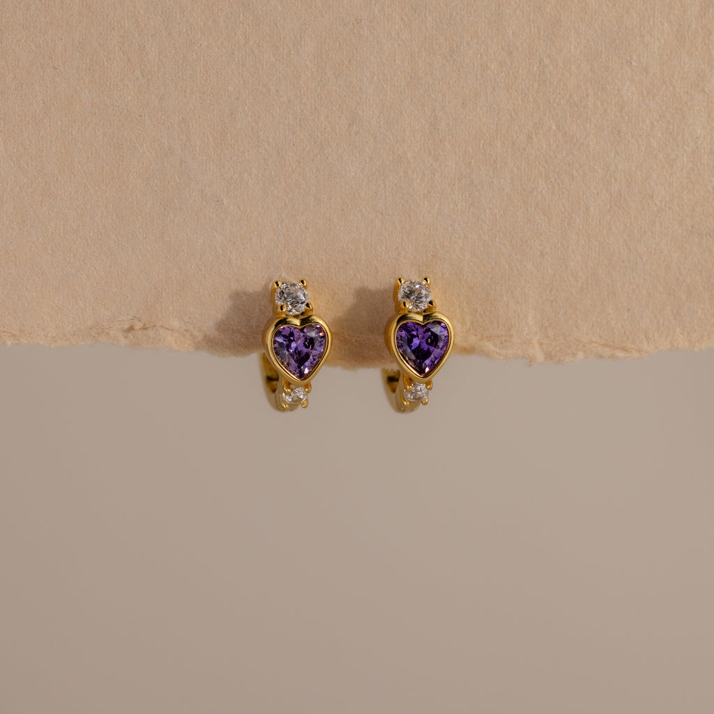 Birthstone Heart Hoops