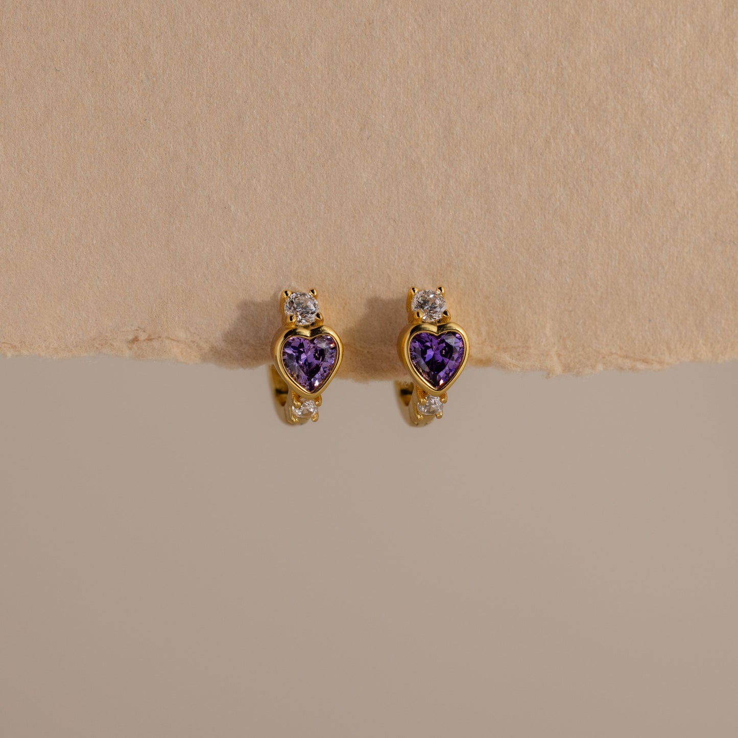 Birthstone Heart Hoops