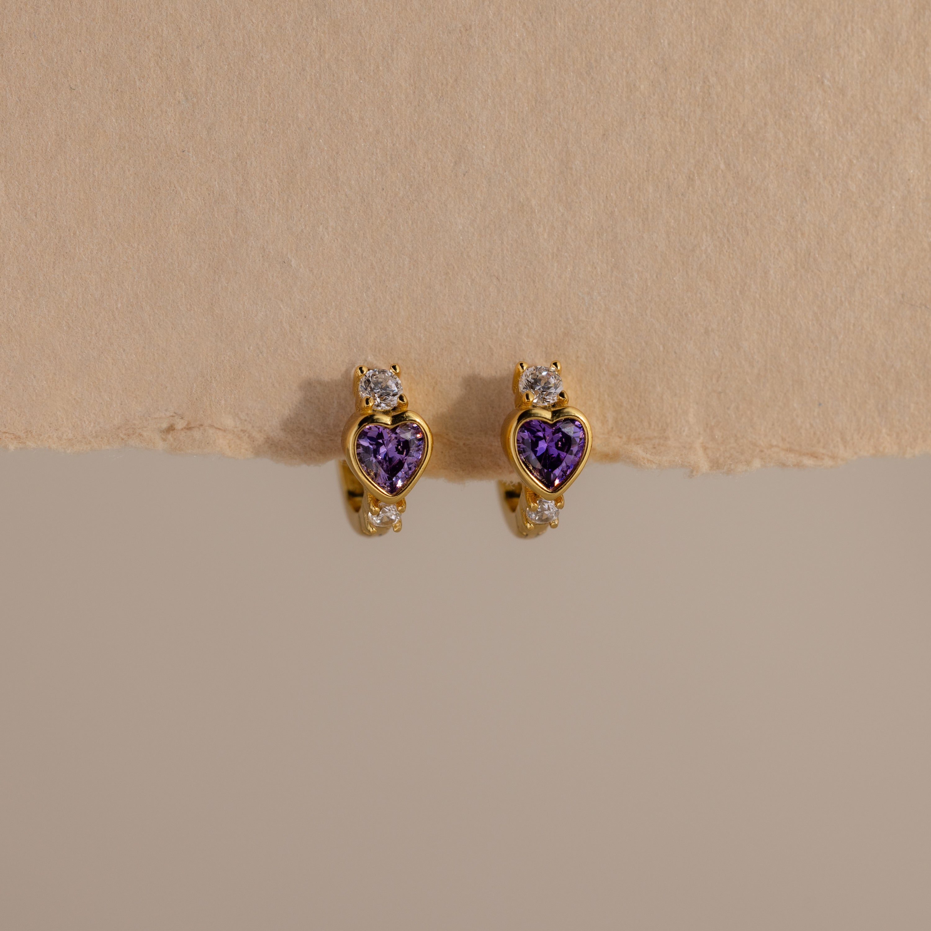Birthstone Heart Hoops