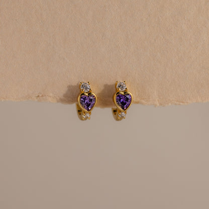 Birthstone Heart Hoops