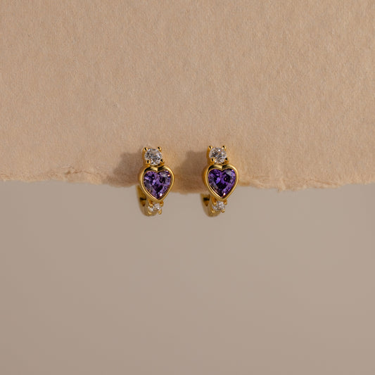 Birthstone Heart Hoops