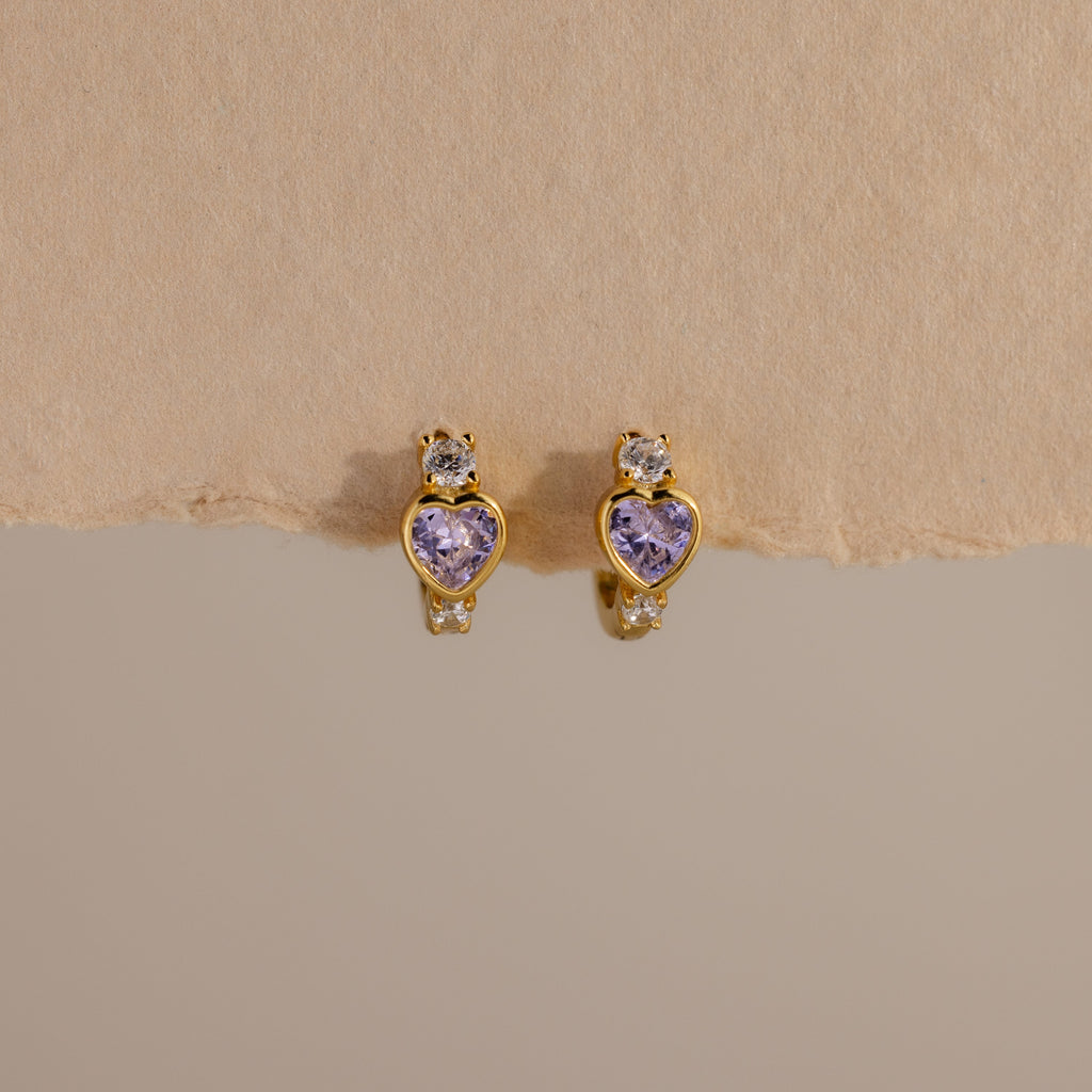 Birthstone Heart Hoops