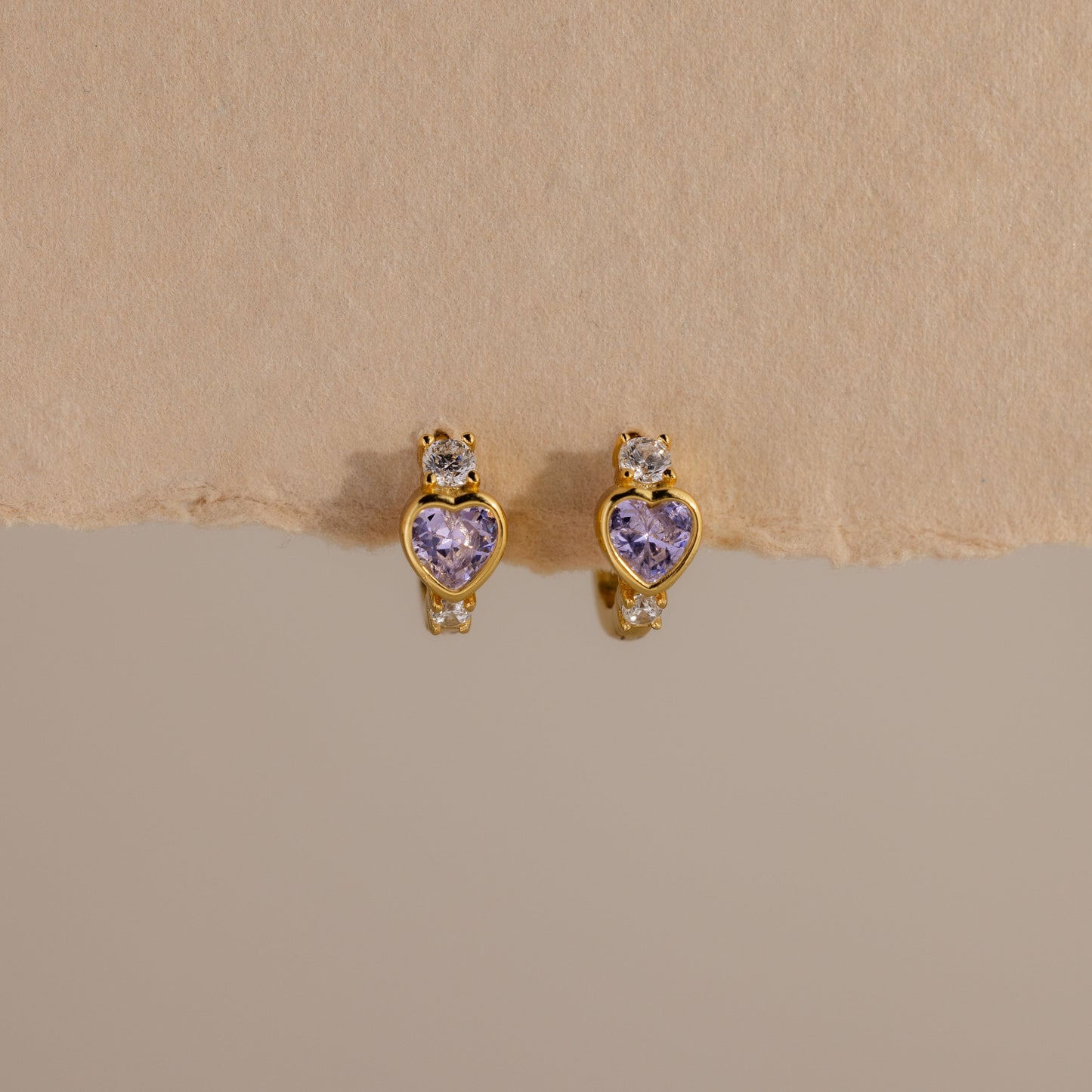 Birthstone Heart Hoops