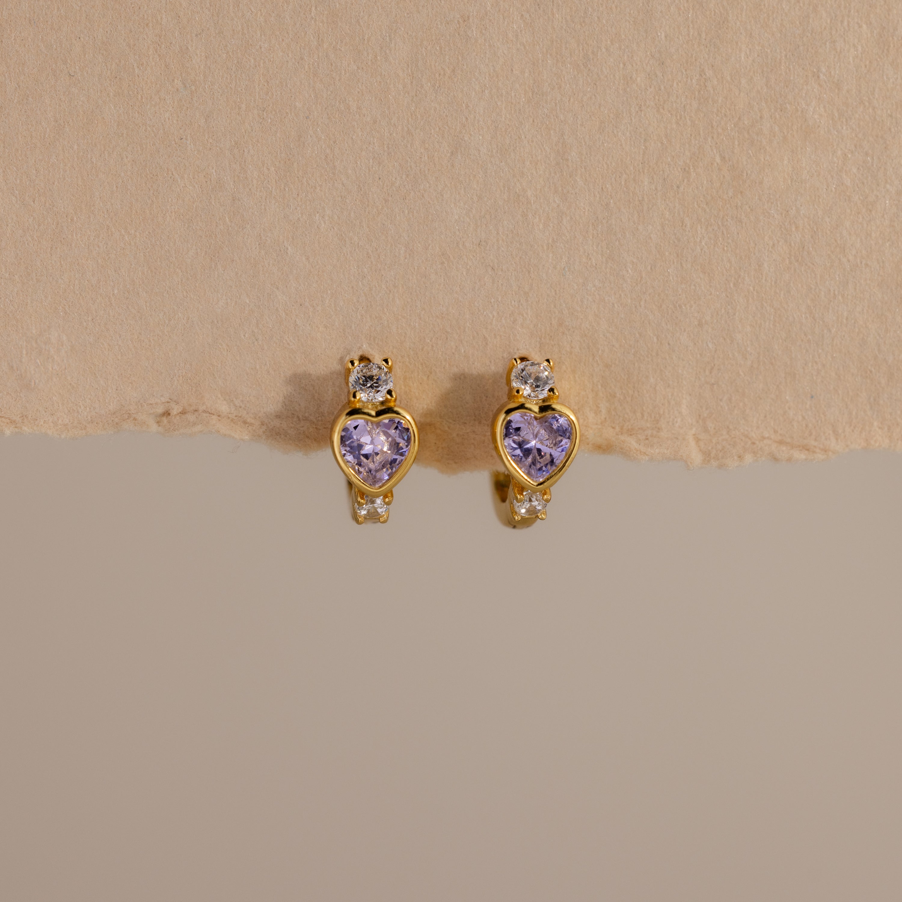 Birthstone Heart Hoops