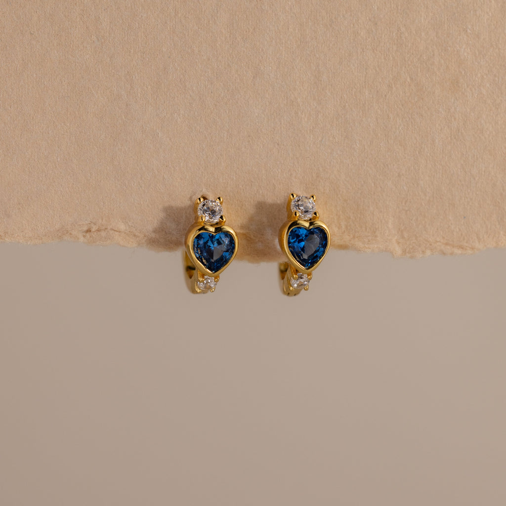 Birthstone Heart Hoops