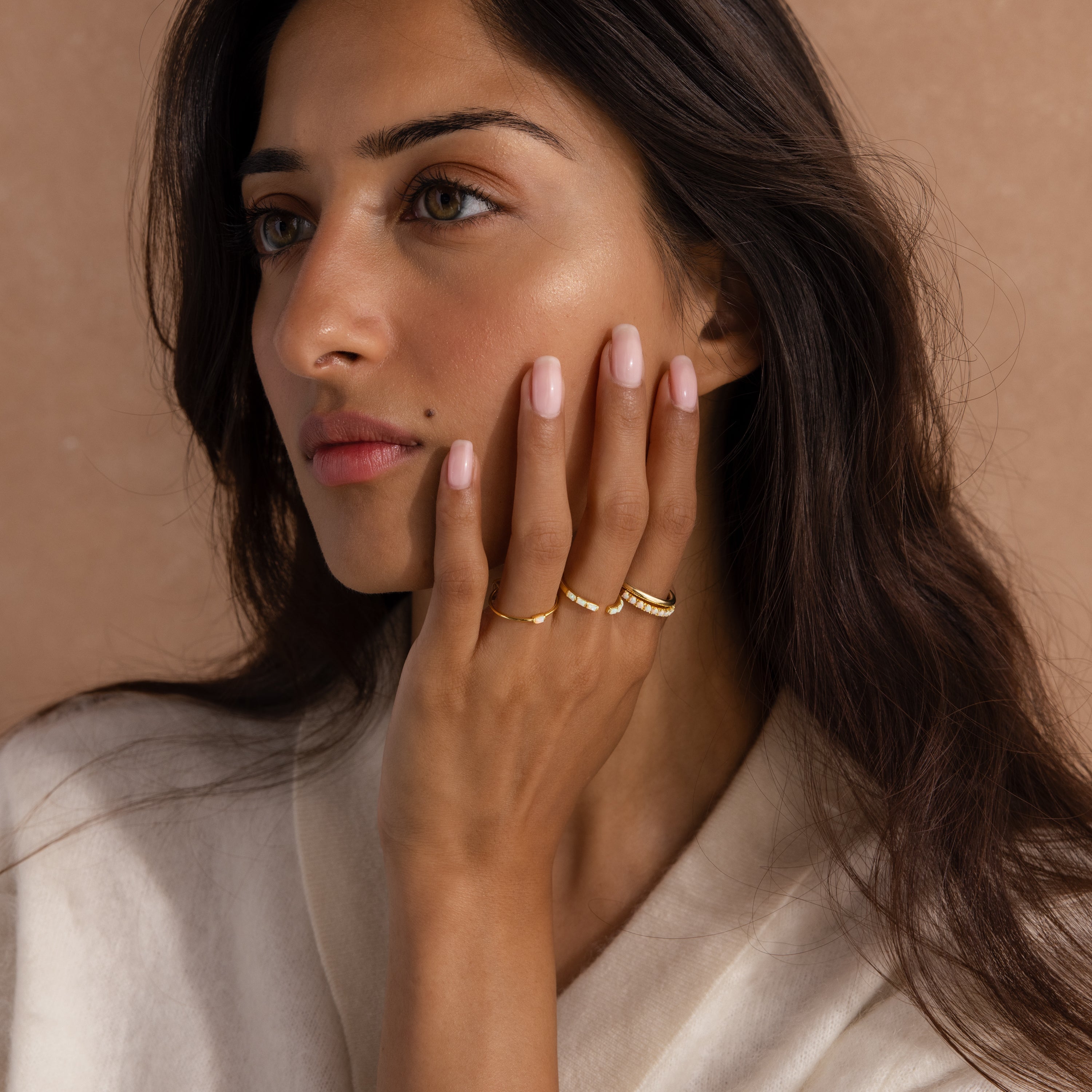 Baguette Opal Ring Set
