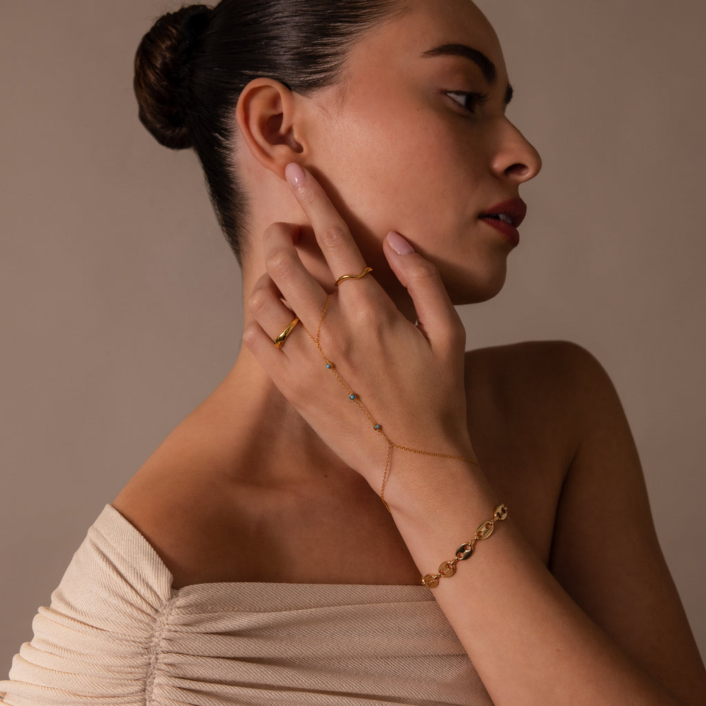 Turquoise Hand Chain Bracelet