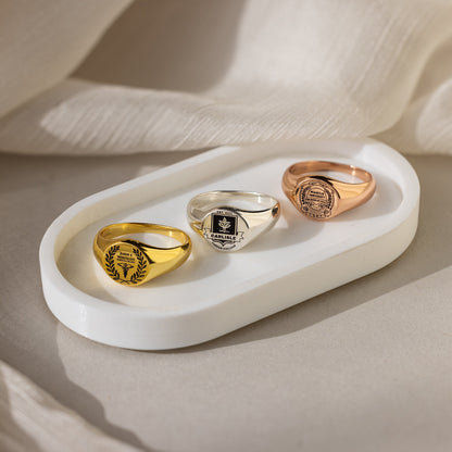 College Emblem Signet Ring