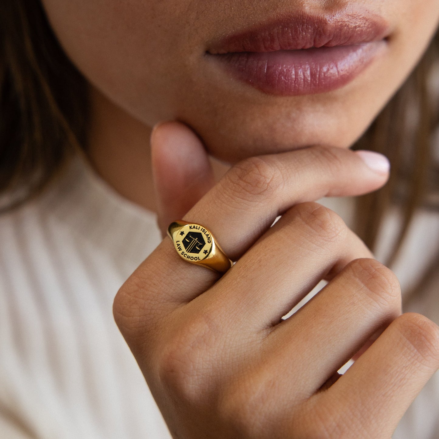 College Emblem Signet Ring