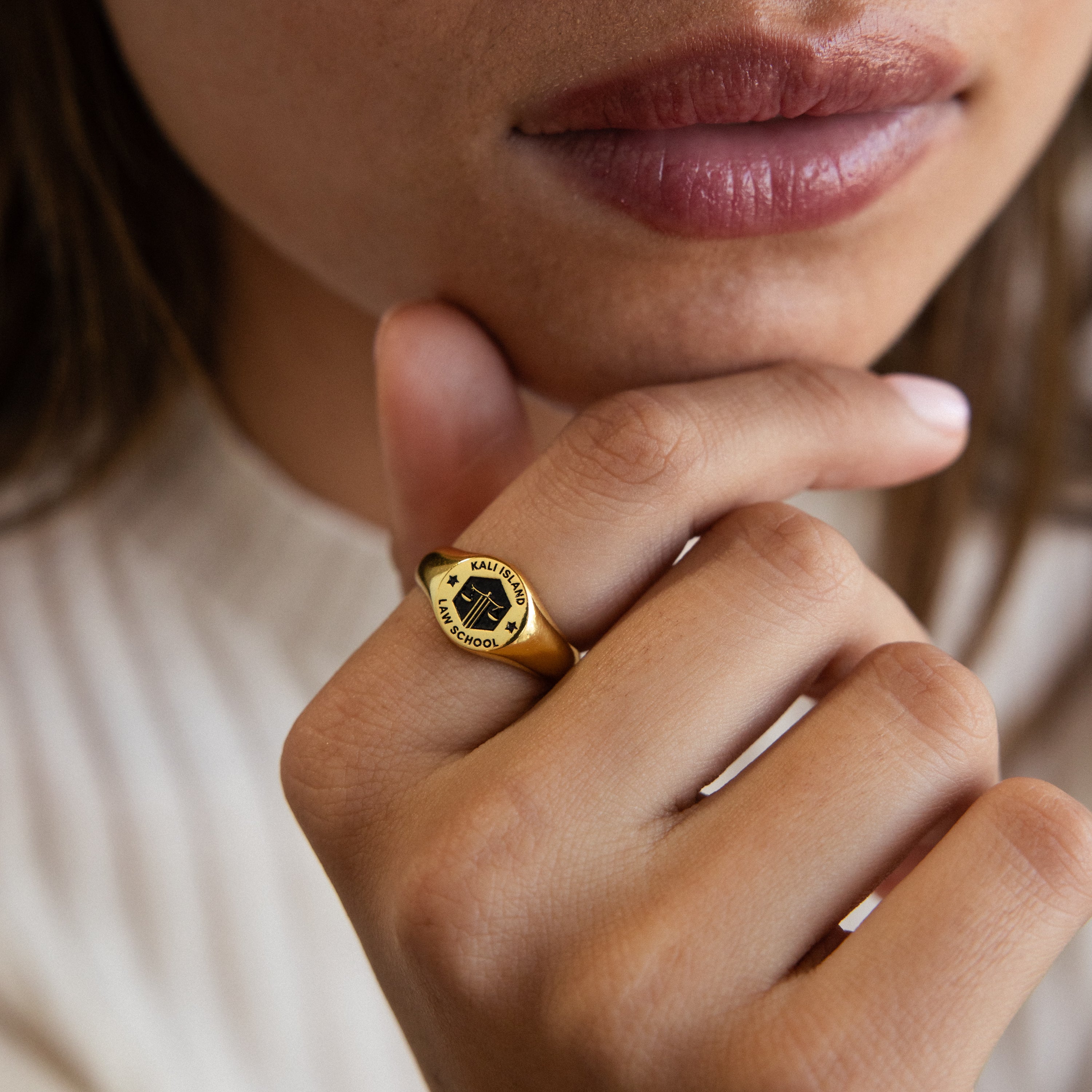 College Emblem Signet Ring