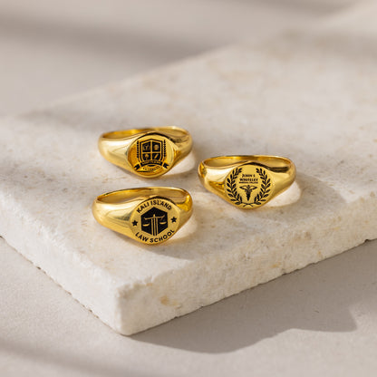 College Emblem Signet Ring