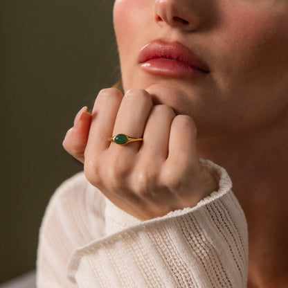 Oval Jade Signet Ring