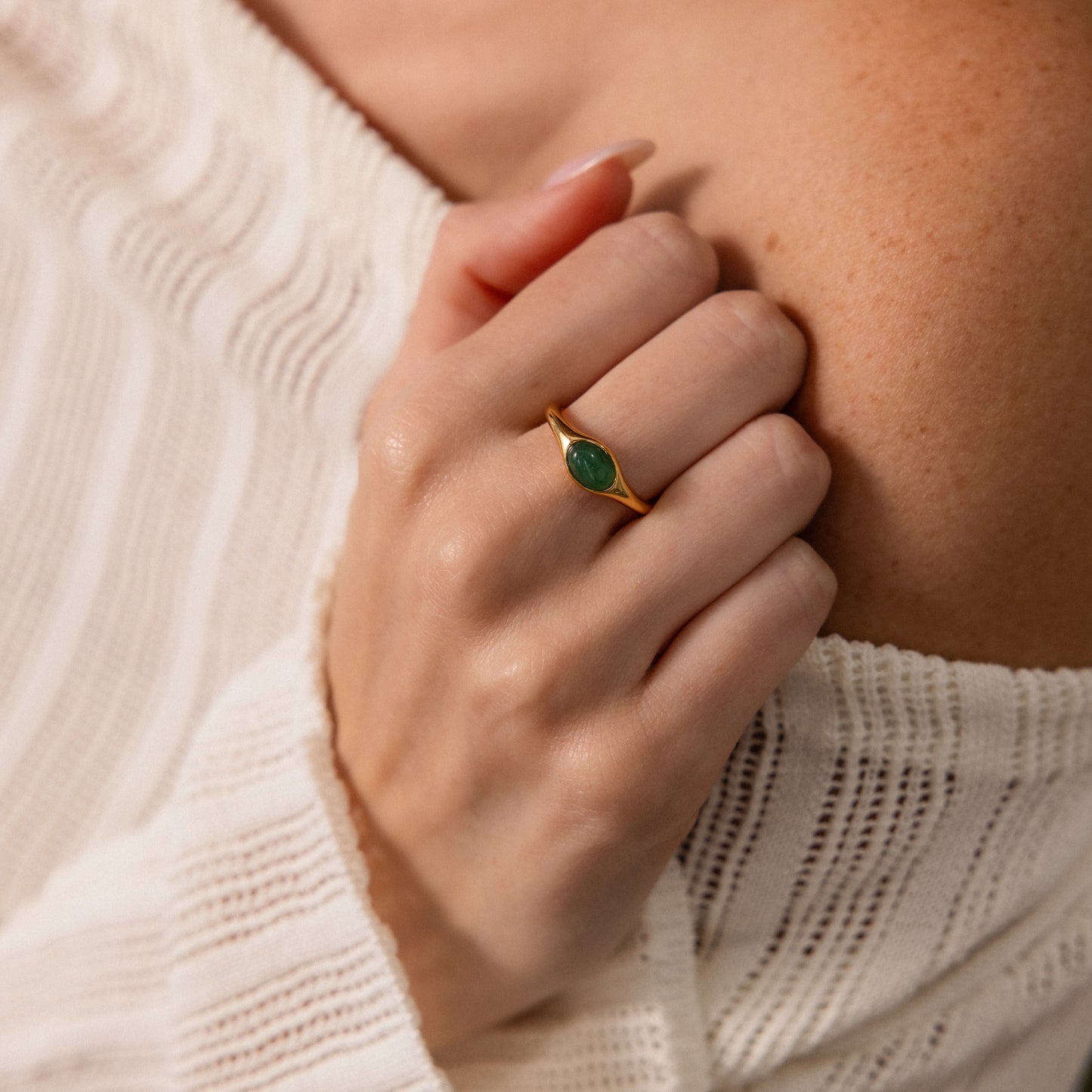 Oval Jade Signet Ring