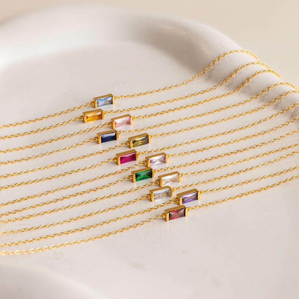Dainty Baguette Birthstone Bracelet