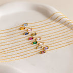 Dainty Baguette Birthstone Bracelet