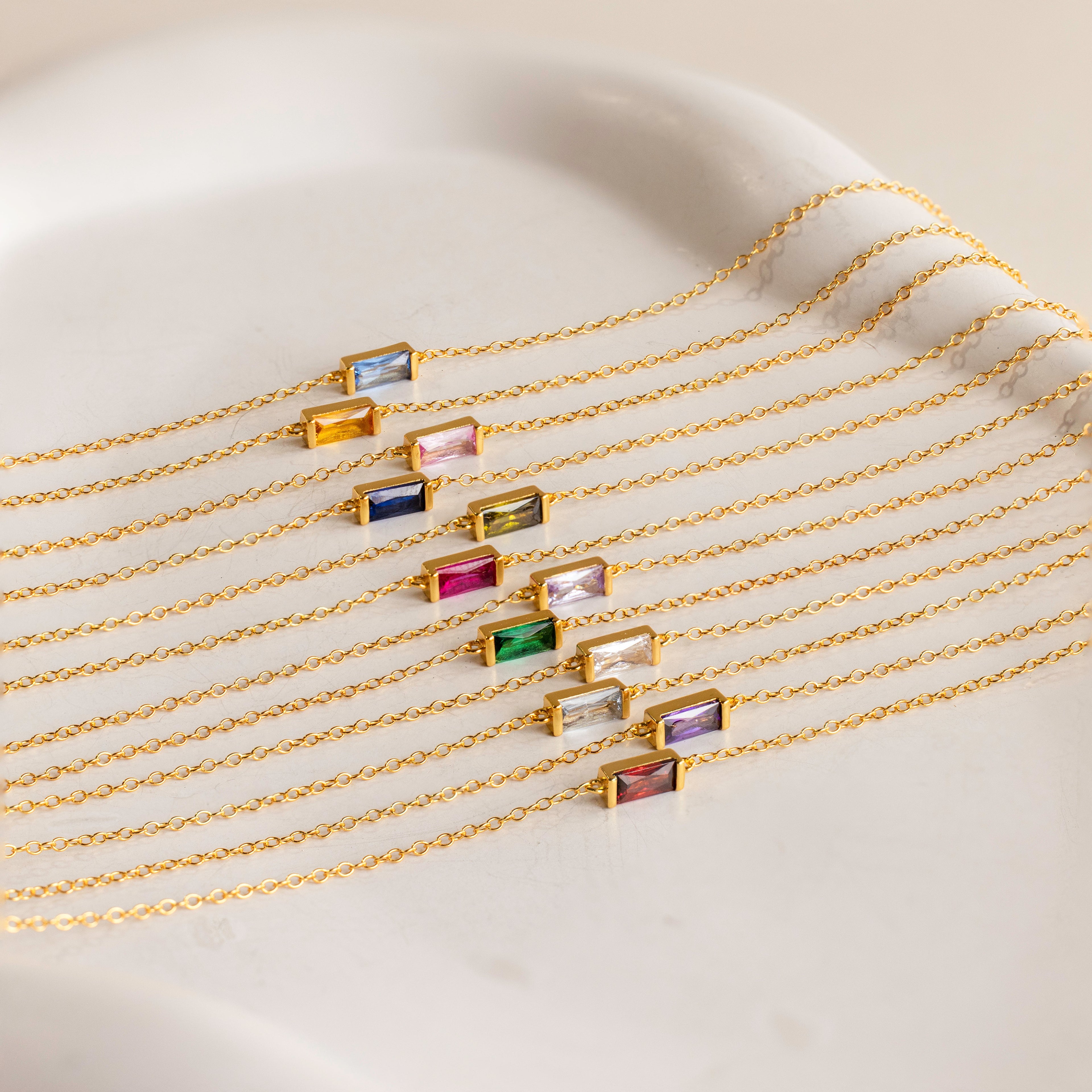 Dainty Baguette Birthstone Bracelet